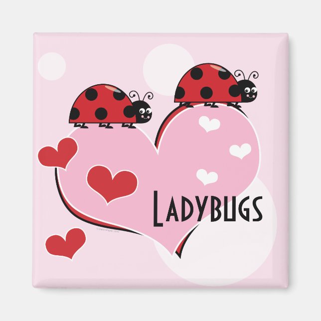 Customizable Ladybugs and Hearts Magnet (Front)