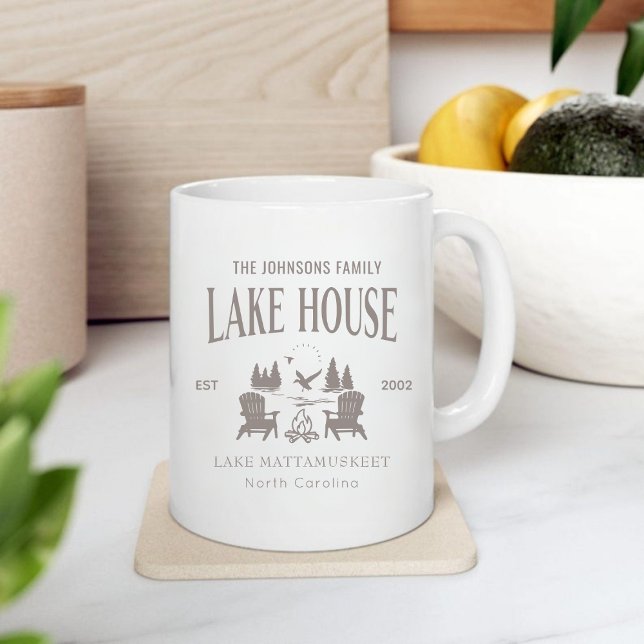 Customizable Lake House House Warming Gift Large Coffee Mug (Customizable Lake House House Warming Gift Giant Coffee Mug)