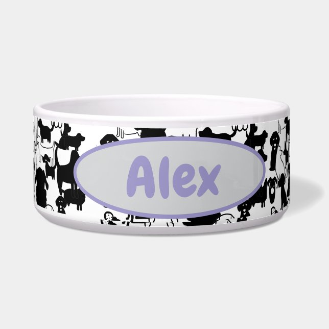  Customizable Large Ceramic Dog Bowl with Name (Front)