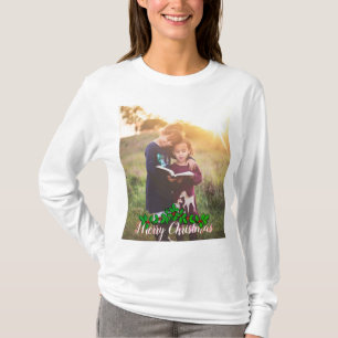 Customizable Large Photo And Text Merry Christmas T-Shirt