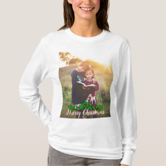 Customizable Large Photo And Text Merry Christmas T-Shirt