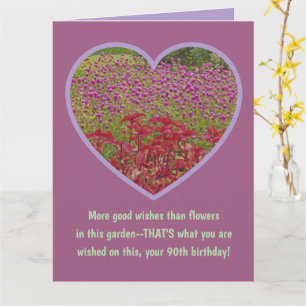 customizable Large Size Happy 90th Birthday/floral Card