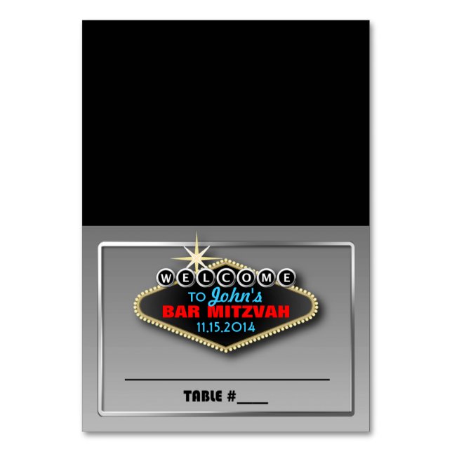 Customizable Las Vegas Themed Tented Place Cards (Front)