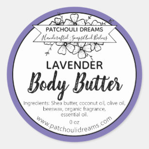 Customizable Lavender Body Butter Label Handmade