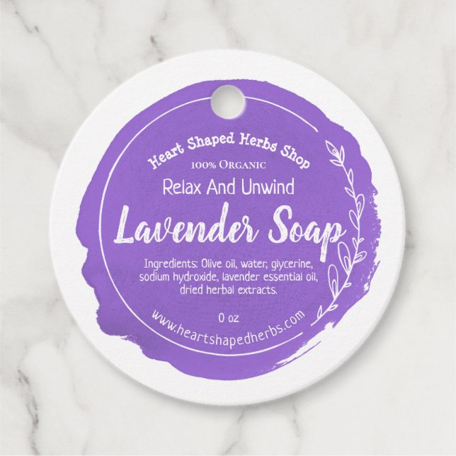Customizable Lavender Soap Label Handmade Business (Front)