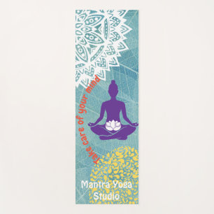 Customizable leaf background and chakra and pose yoga mat