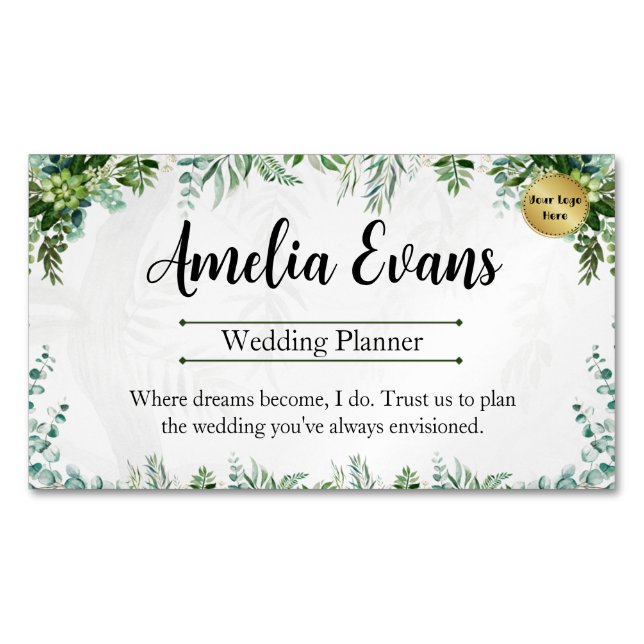 Customizable Leafy Botanical Blend Business Card (Front)