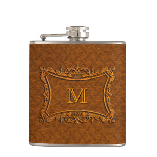 Customizable Leather Monogram Hip Flask