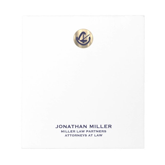Customizable Legal Logo Name Title Notepad (Front)