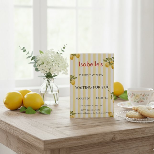 Customizable Lemonade 3rd Birthday Invitation - Is (Creator Uploaded)