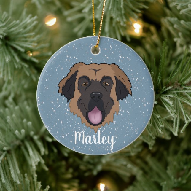 Customizable Leonberger Ceramic Ornament (Tree)