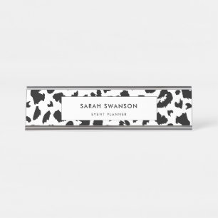 Customizable leopard print desk name plate