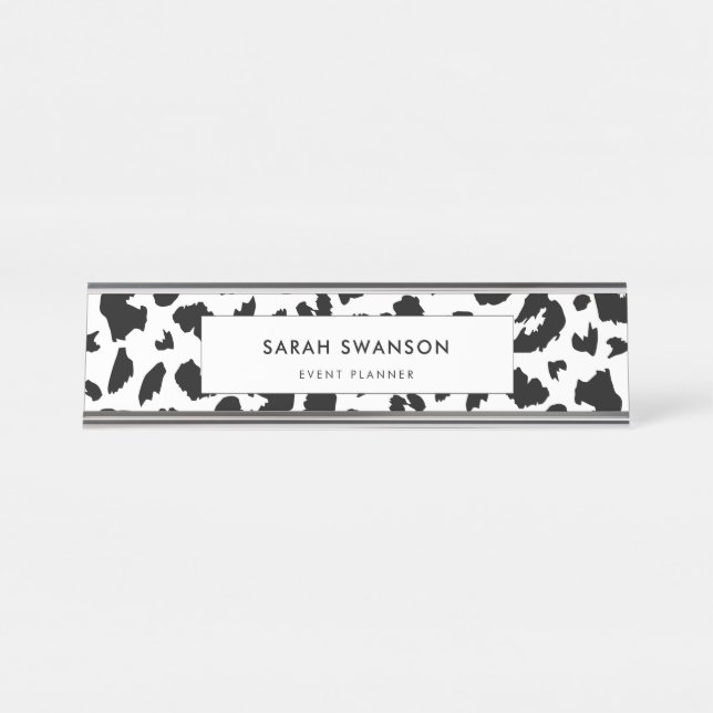 Customizable leopard print desk name plate (Front)