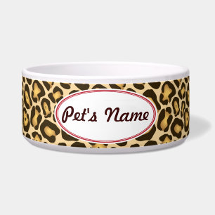 Customizable Leopard Print Dog Bowl