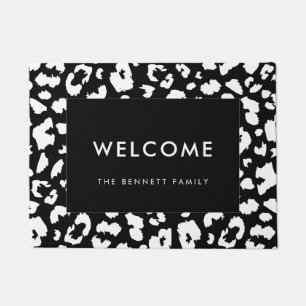 Customizable leopard print doormat