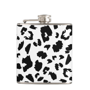 Customizable leopard print hip flask