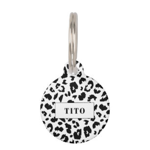 Customizable leopard print pet tag
