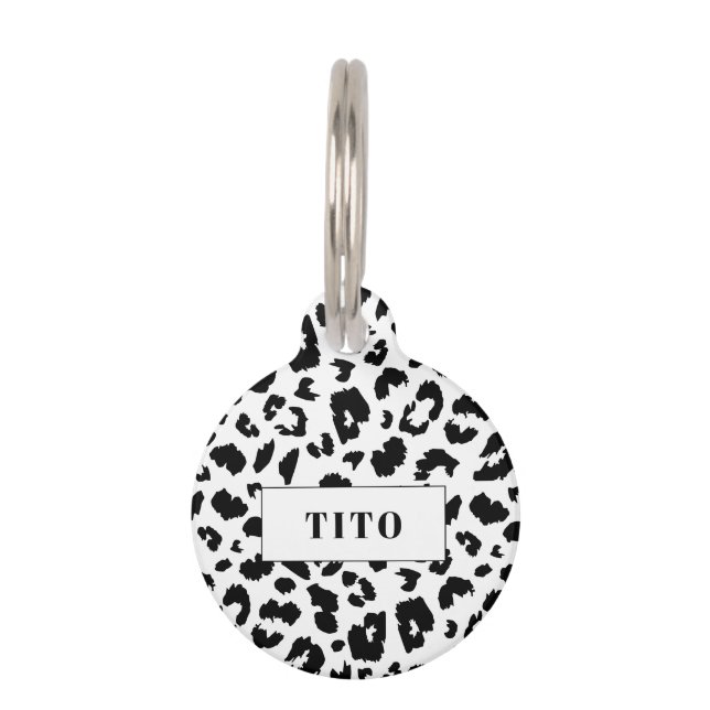 Customizable leopard print pet tag (Front)