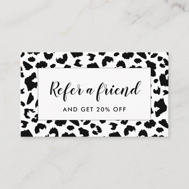 Customizable leopard print referral card (Front)