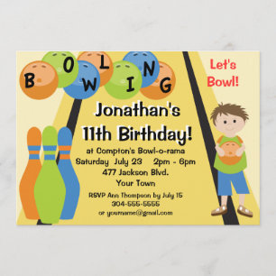 Customizable Let's Go Bowling Birthday Party Invitation