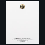 Customizable Letterhead for Professional Firms<br><div class="desc">Make a lasting impression with our Customizable Letterhead designed for professional firms. This letterhead features a pristine solid white background, symbolizing clarity and professionalism. At the top, a striking gold logo adds a touch of elegance and sophistication. The lower thirds showcase your company's name and contact information in classic black...</div>