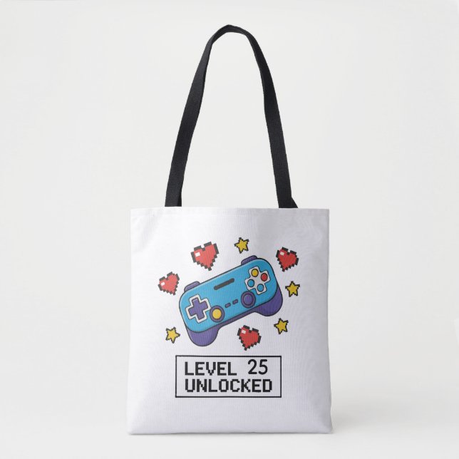 Customizable Level Unlocked Gamer Gift Tote Bag (Front)