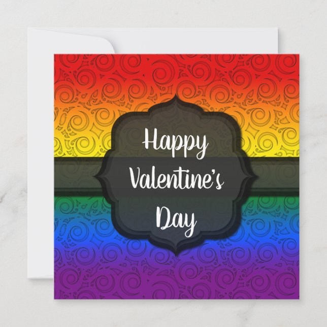 Customizable LGBTQ Gay Rainbow Valentine's Day Card (Front)