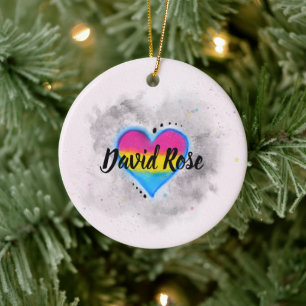Customizable LGBTQ Pansexual Pride Heart Flag Ceramic Ornament