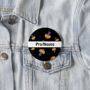Customizable LGBTQIA Pride Mushroom Pronouns 3 Inch Round Button