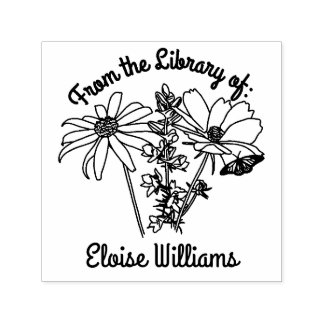 Customizable Library of Flowers Wood Art Stamp