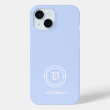 Customizable Light Blue Monogram Phone Case