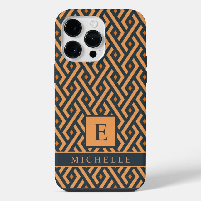 Customizable Light Dark Orange Grey Geometric  iPhone Case (Back)