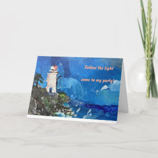 Customizable Lighthouse by the Ocean  Invitation