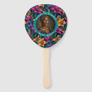 Customizable Lilies Charm Birthday Present Hand Fan