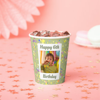Customizable Lime Cream Green Birthday Confetti Paper Cups