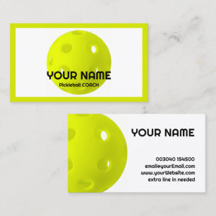 Customizable lime green realistic pickleball  business card