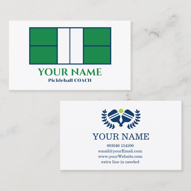Customizable lime green realistic pickleball  business card (Front/Back)