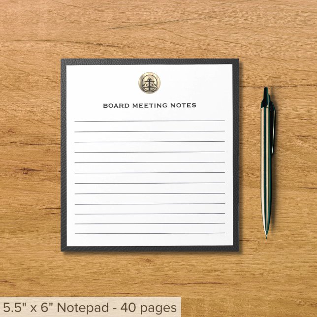 Customizable Lined Notepad with Logo (Black and brushed gold logo business event essentials, customizable for any industry)