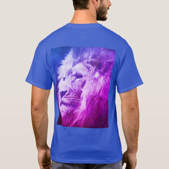 Customizable Lion Face Modern Mens Deep Royal Blue T-Shirt (Back)