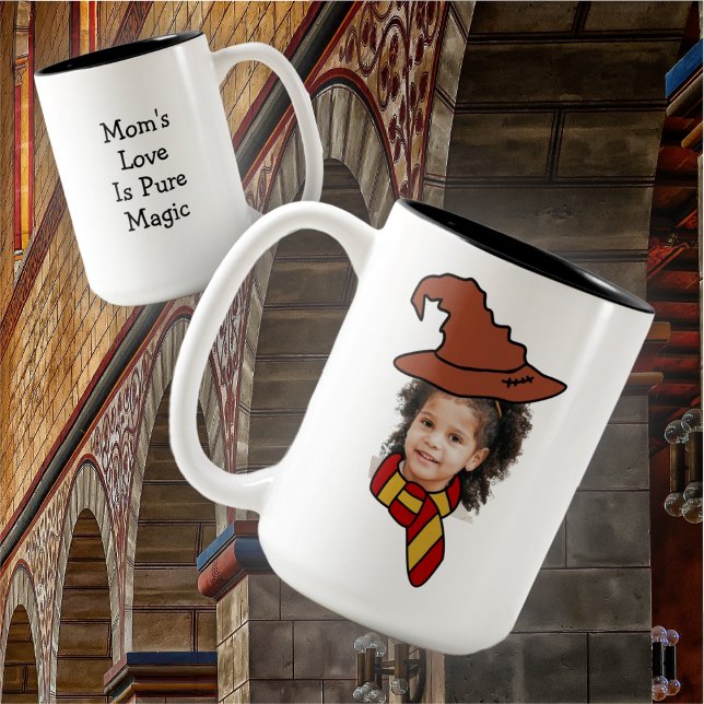 Customizable Little Wizard Photo Booth Two-Tone Co Two-Tone Coffee Mug (Creator Uploaded)