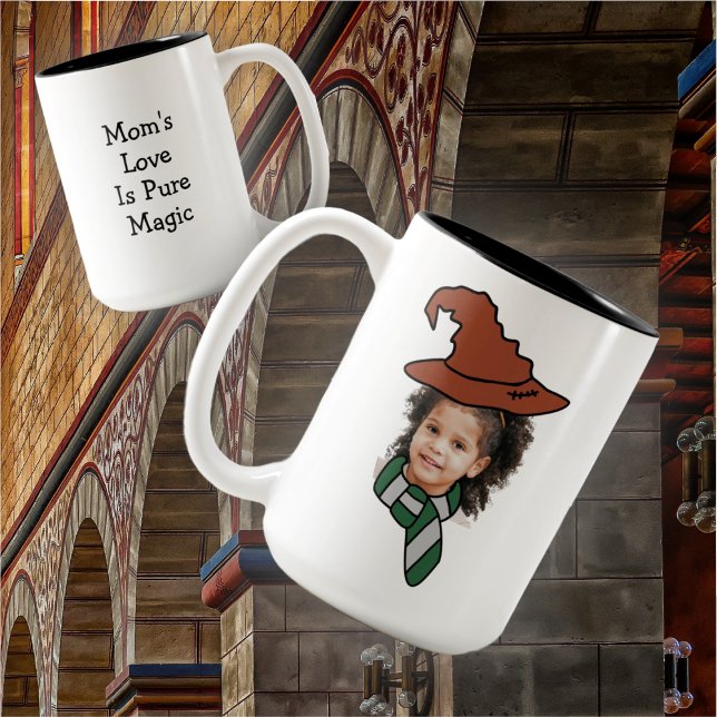Customizable Little Wizard Photo Booth Two-Tone Co Two-Tone Coffee Mug (Creator Uploaded)