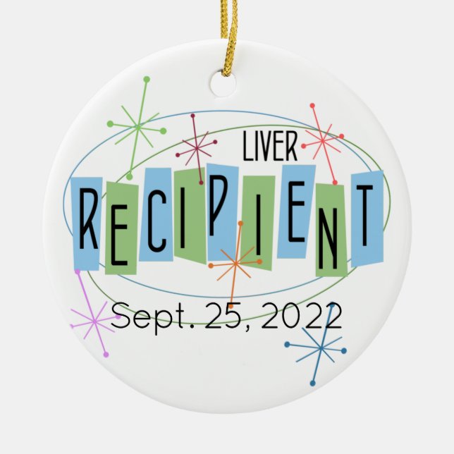 Customizable Liver Recipient and Gift of Life Ceramic Ornament (Front)