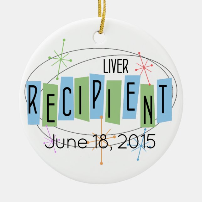 Customizable Liver Recipient with Custom Photo Ceramic Ornament (Front)