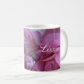 Customizable Lizzie name pretty pink roses girly Coffee Mug