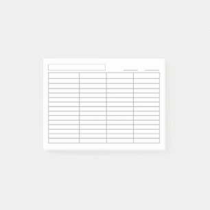 Customizable Log 4 Column Multipurpose Record Log Post-it Notes