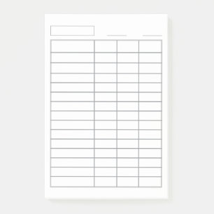 Customizable Log 4 Column Multipurpose Record Log Post-it Notes