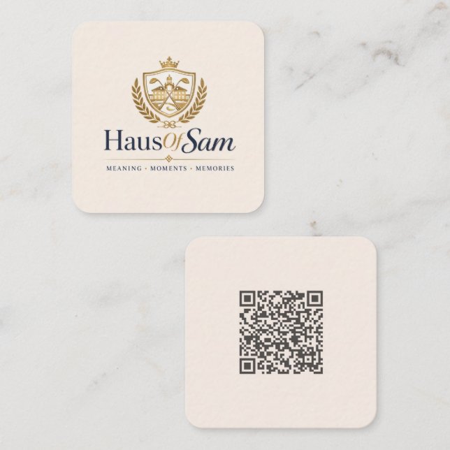 Customizable Logo And QR code Soft Warm Ivory  Calling Card (Front/Back)