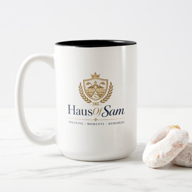 Customizable Logo And QR code Soft Warm Ivory  Two-Tone Coffee Mug (With Donut)