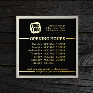 Customizable Logo And Text Business Opening Hours Foil Prints