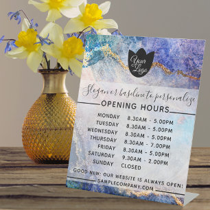  Customizable Logo And Text Business Opening Hours Pedestal Sign
